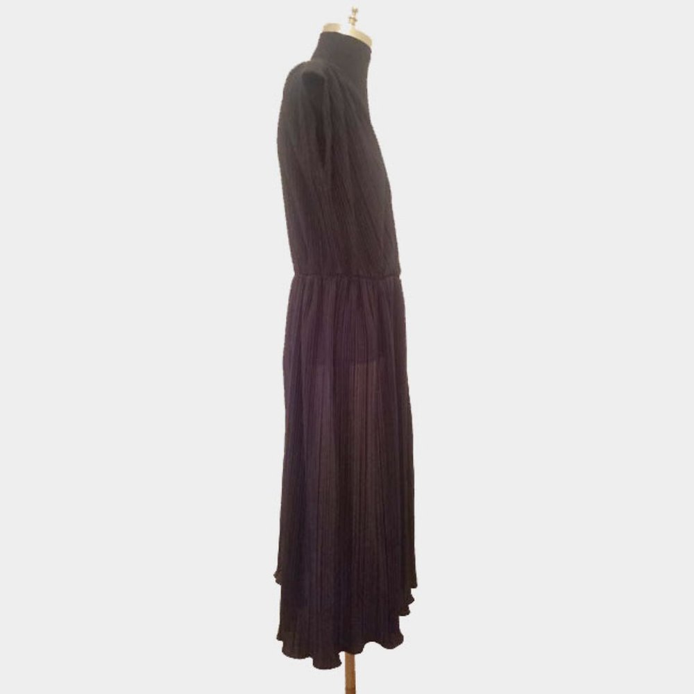 Vtg 70s Black & White Plisse Pleat Dress 16 ½ - Picture 6 of 8